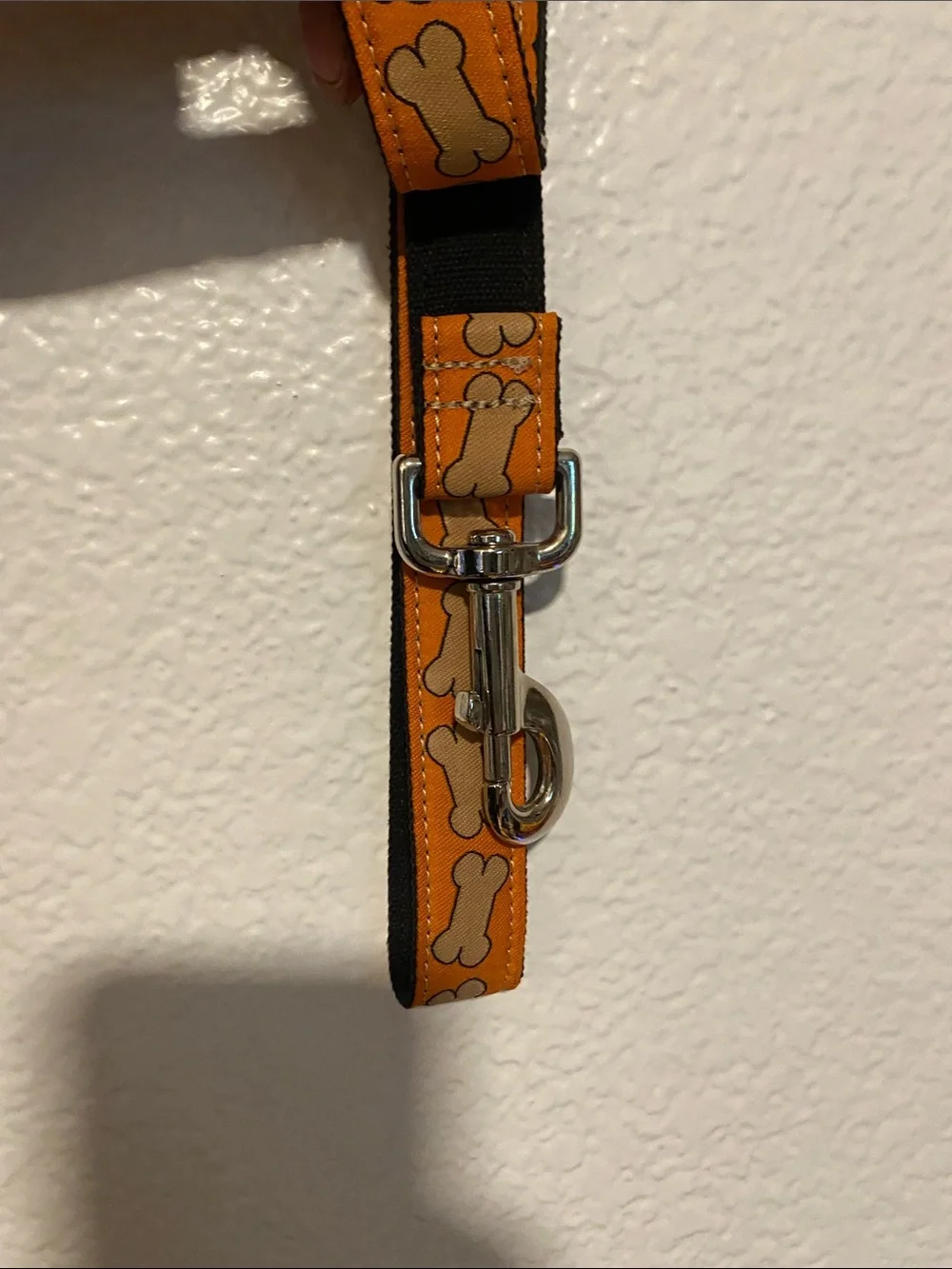 Orange Dog Leash with Bone Pattern - Durable Pet Lead